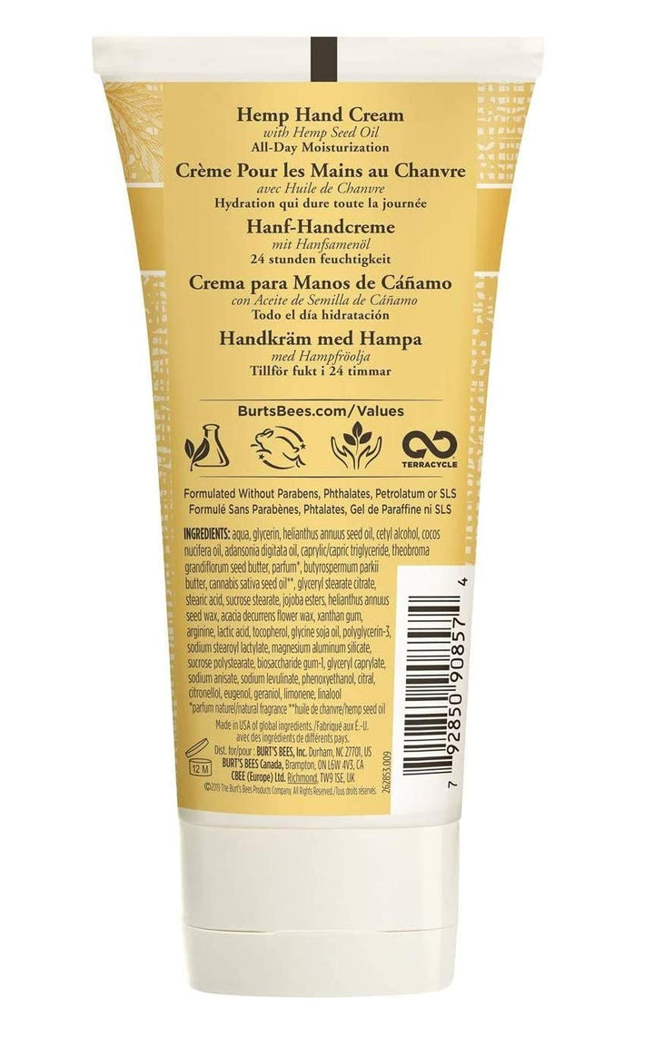 Burt's Bees Hemp Seed Oil Vitamin E Hand Cream for Dry Skin, Verbena And Basil, 2.5 oz