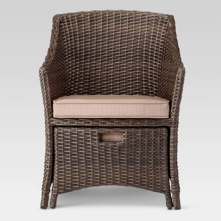 ROKA OUTLET 5 Pieces Wicker Patio Furniture Set Outdoor Patio Chairs with Ottomans Conversation Furniture with coffetable for Poorside Garden Balcony