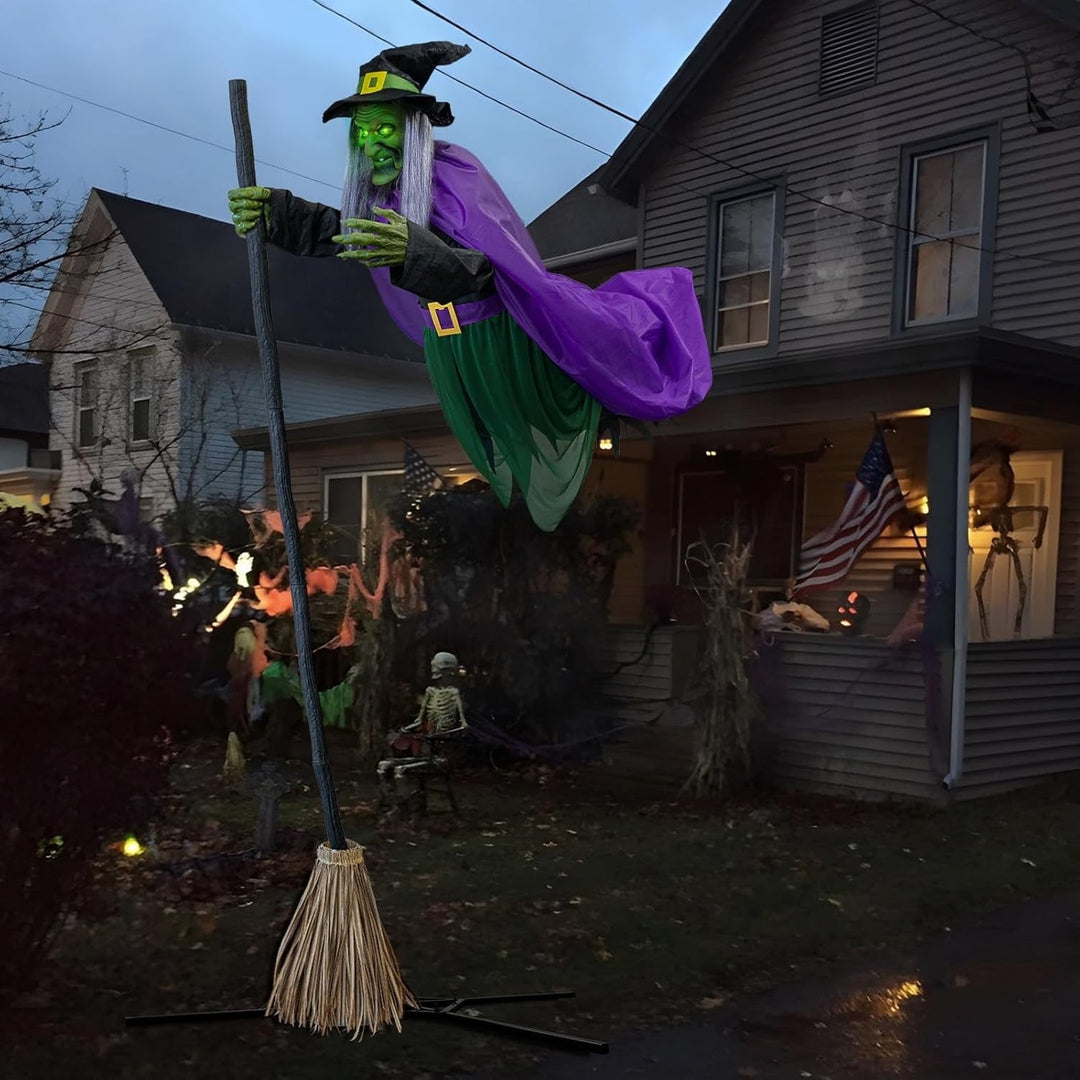 11.5 Ft Animated Hovering Witch Halloween Decoration Outdoor
