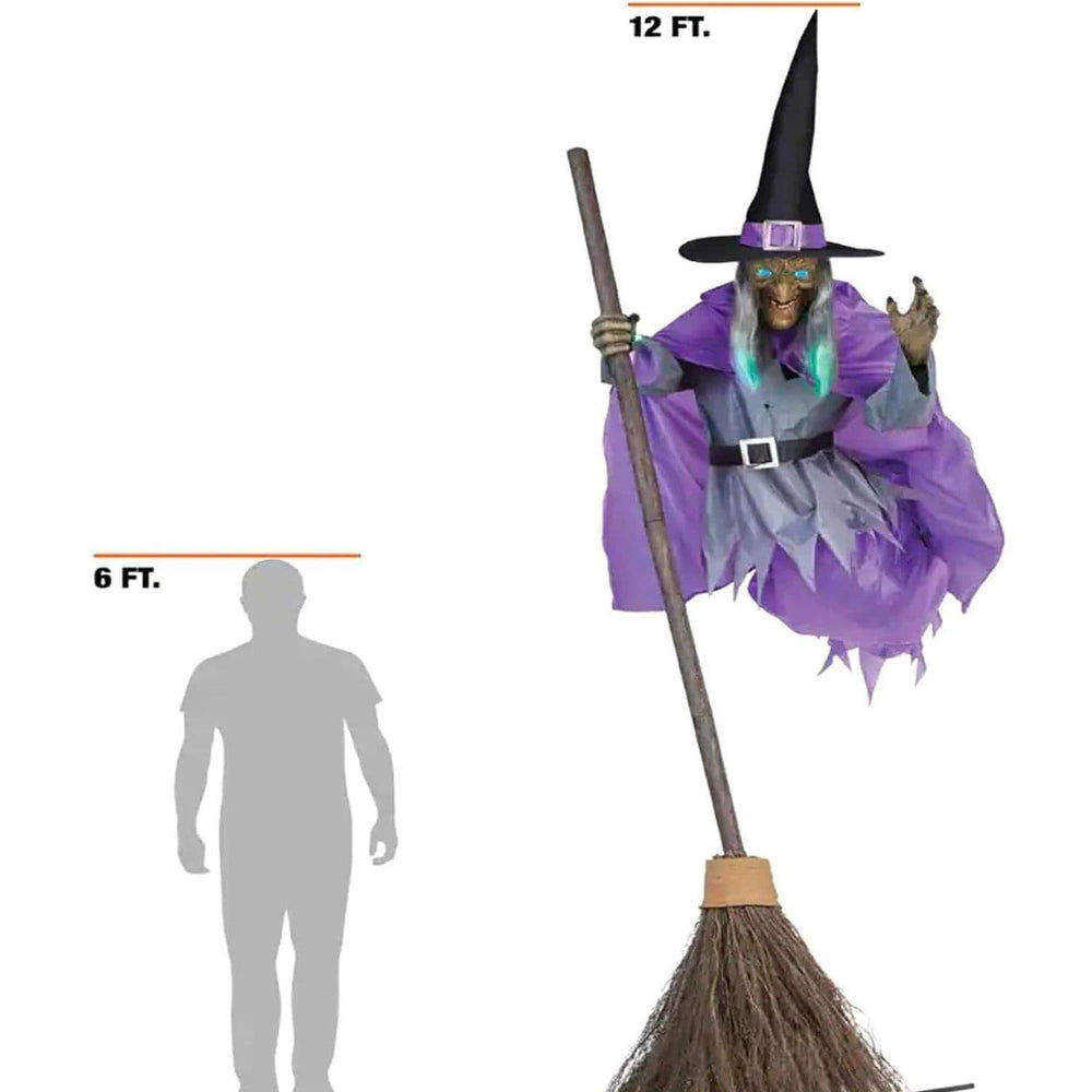 11.5 Ft Animated Hovering Witch Halloween Decoration Outdoor