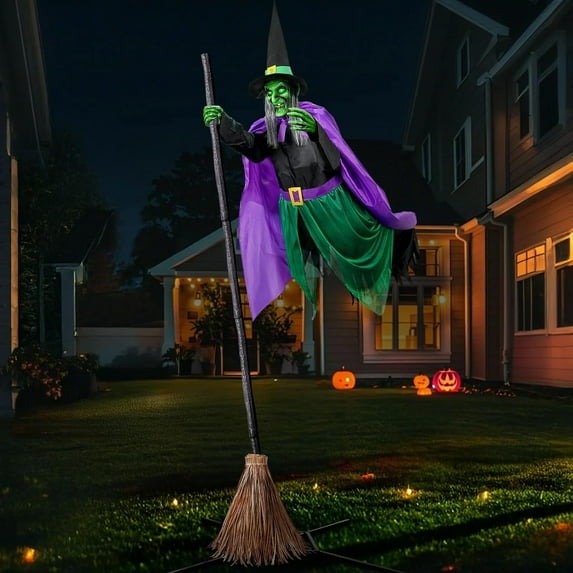 11.5 Ft Animated Hovering Witch Halloween Decoration Outdoor