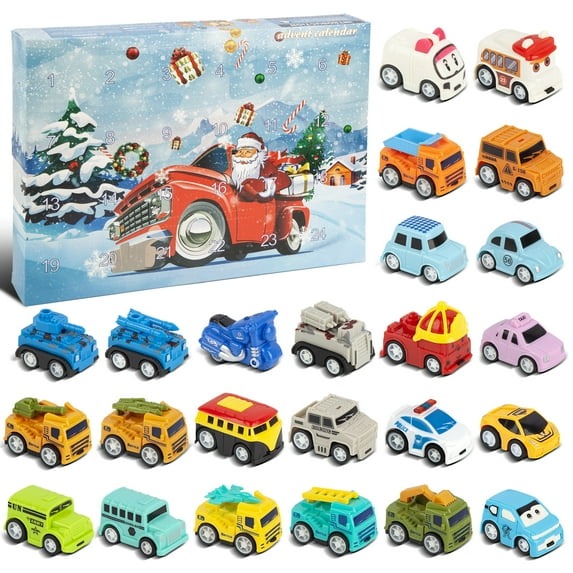 Kids Pull Back Cars Advent Calendar – 24-Day Christmas Countdown