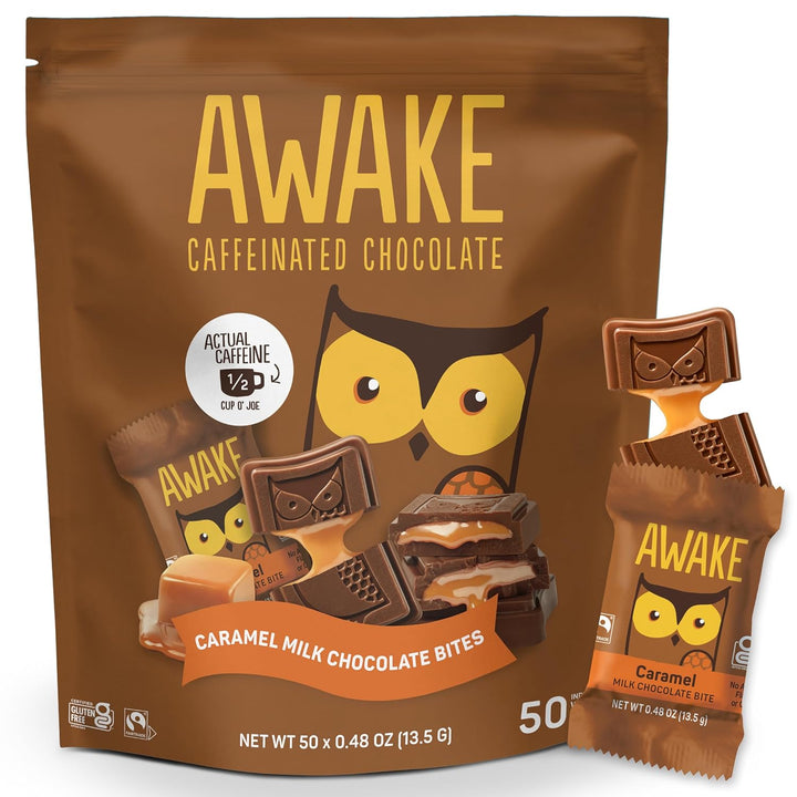AWAKE Caffeinated Chocolate Bites 50ct – 50mg Energy Coffee Alternative