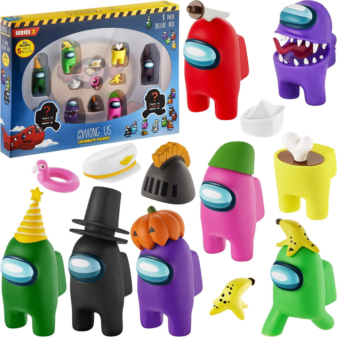 " Among Us Crewmate Figures | Toys Out of 16 Collectibles in 1 Box | 8 Among Us Merch Incl. The Peeled and The Clogged | 2 Hidden Impostors | Mini Toys with 5 Add’l Hats"