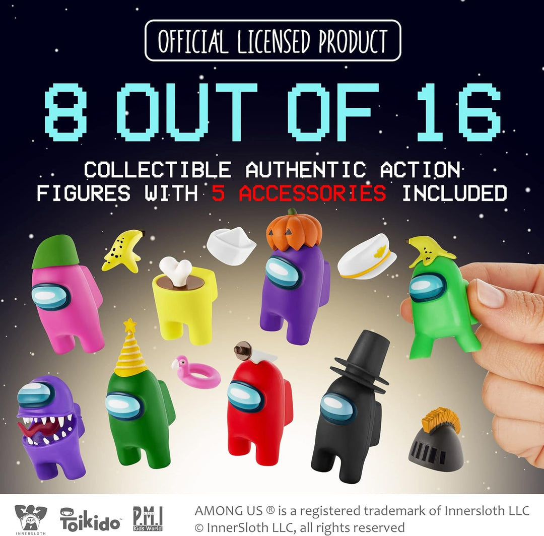 " Among Us Crewmate Figures | Toys Out of 16 Collectibles in 1 Box | 8 Among Us Merch Incl. The Peeled and The Clogged | 2 Hidden Impostors | Mini Toys with 5 Add’l Hats"