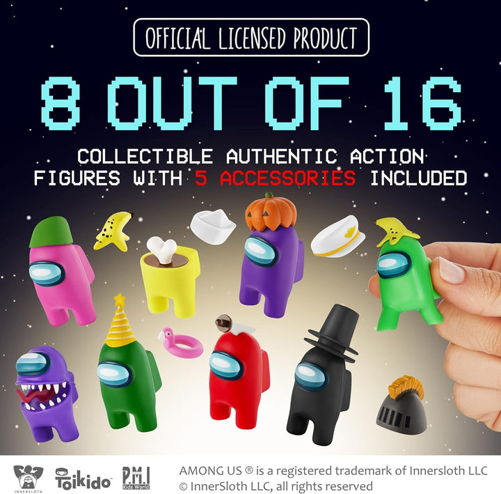 " Among Us Crewmate Figures | Toys Out of 16 Collectibles in 1 Box | 8 Among Us Merch Incl. The Peeled and The Clogged | 2 Hidden Impostors | Mini Toys with 5 Add’l Hats"