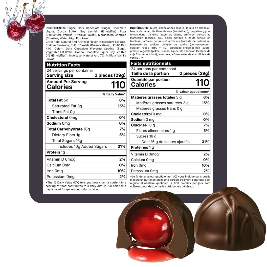 Andy Anand Chocolatier Belgian Dark Chocolate Cherry Cordials - Handmade Liquid Center Filled Chocolate Covered Cherries, Perfect as a Chocolate Gift Box (24 Pcs)