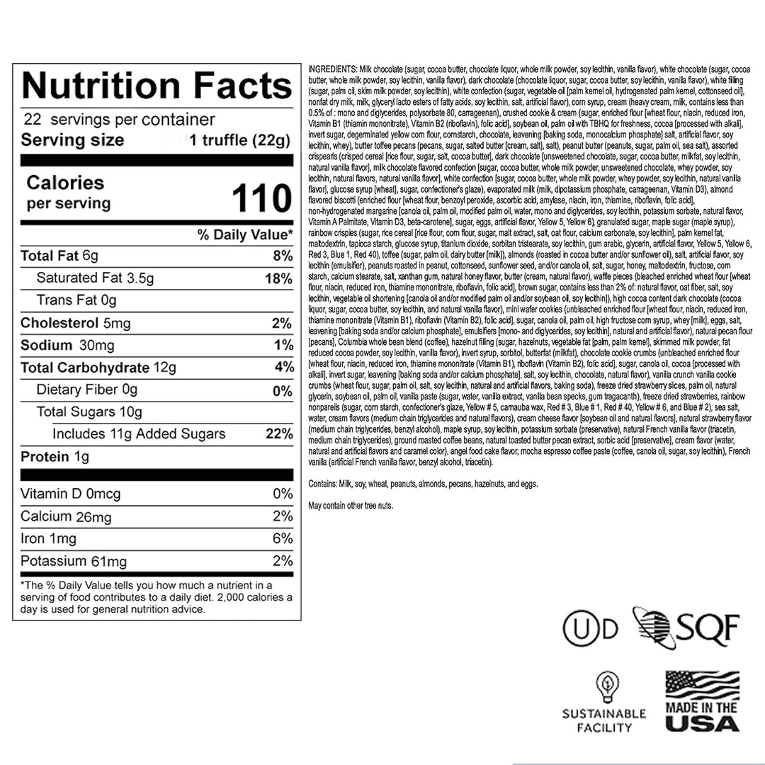 Gourmet Chocolate, Belgian Chocolate Gift Box, 20 Fancy Dessert Truffles, 8 Unique Flavors, Candy Gift Baskets For Adults & Family