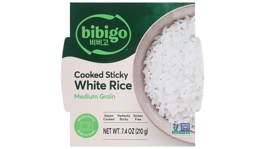 Bibigo, Cooked Sticky White Rice Bowls, Medium Grain, 7.4 oz, 12-Count