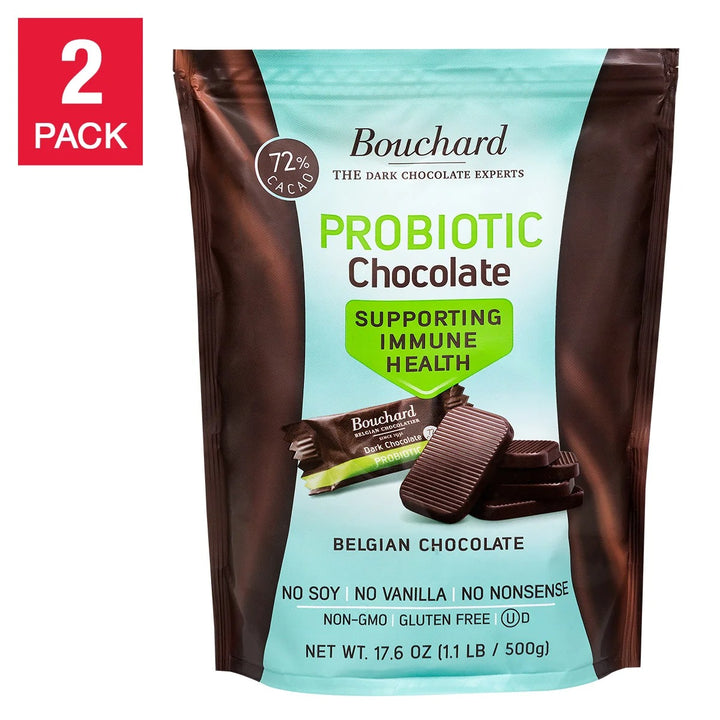 Bouchard Belgian Probiotic Dark Chocolate, 1.1 lb, 2-Pack