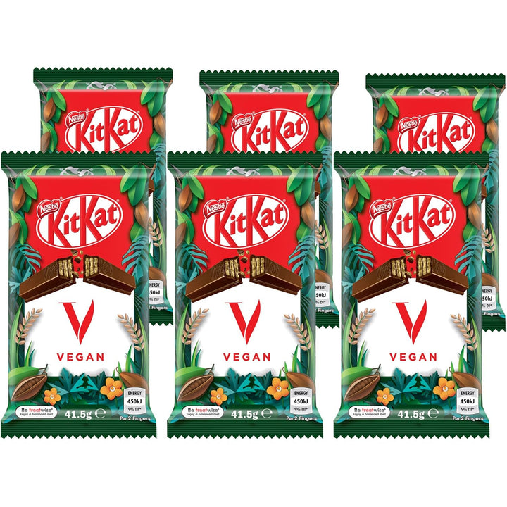 KitKat Vegan 4 Finger Organic Plant Based Chocolate Bar 6 Pack 41.5g, Dairy Free Bars, Healthy Chocolate 1.46 Ounce