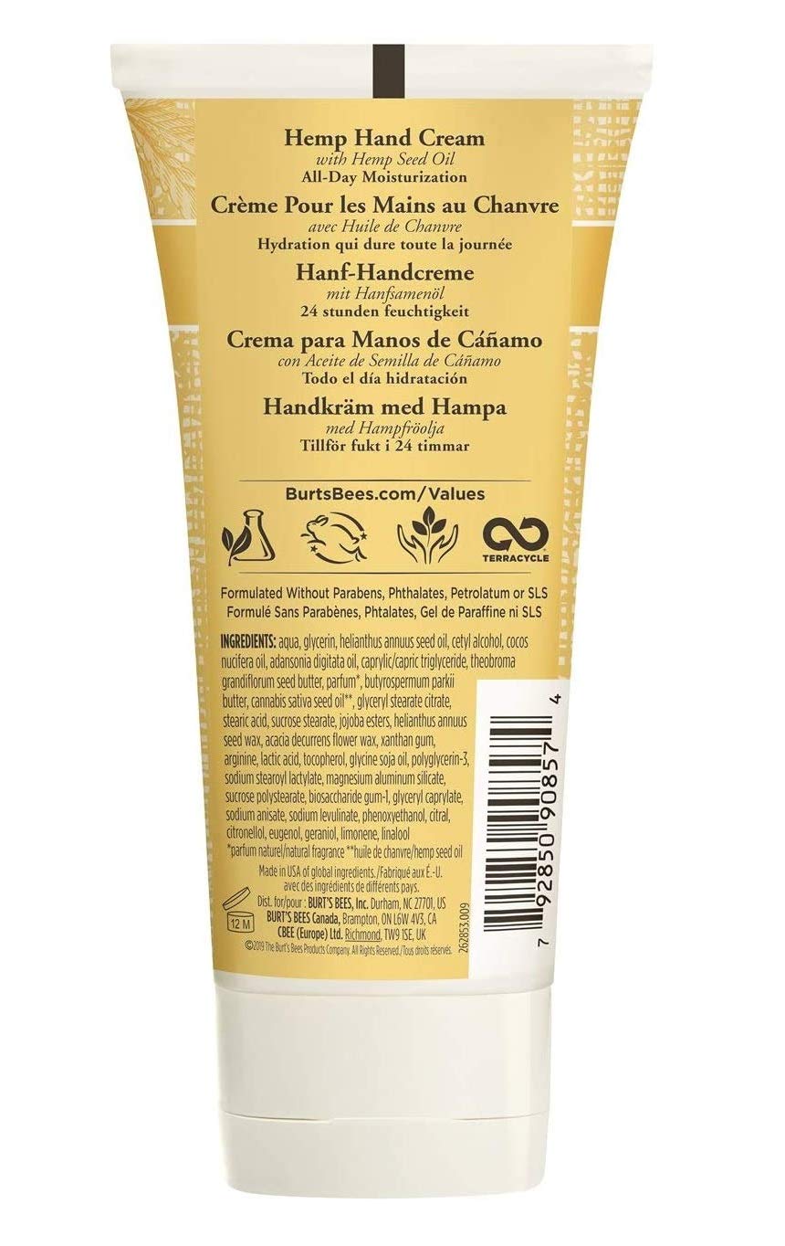 Burt's Bees Hemp Seed Oil Vitamin E Hand Cream for Dry Skin, Verbena And Basil, 2.5 oz