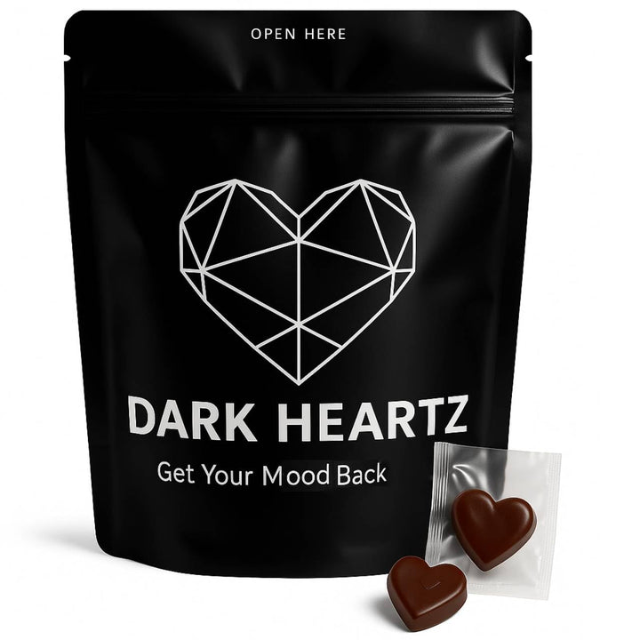 Dark Chocolate Hearts for Couples – Mood Support Chocolate Bar – Vegetarian & Gluten-Free Treat for Men(10 count)