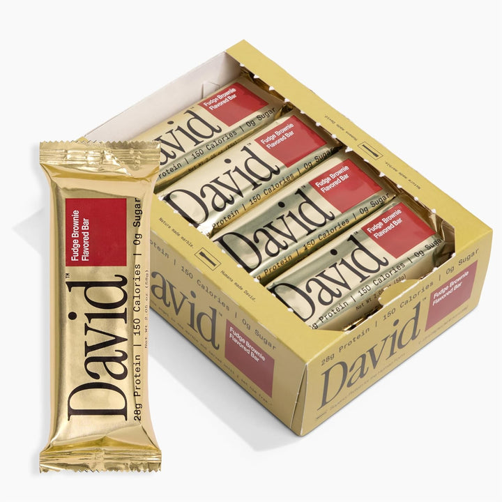 David Fudge Brownie Protein Bars, 28g Protein, Sugar Free, 12 Ct