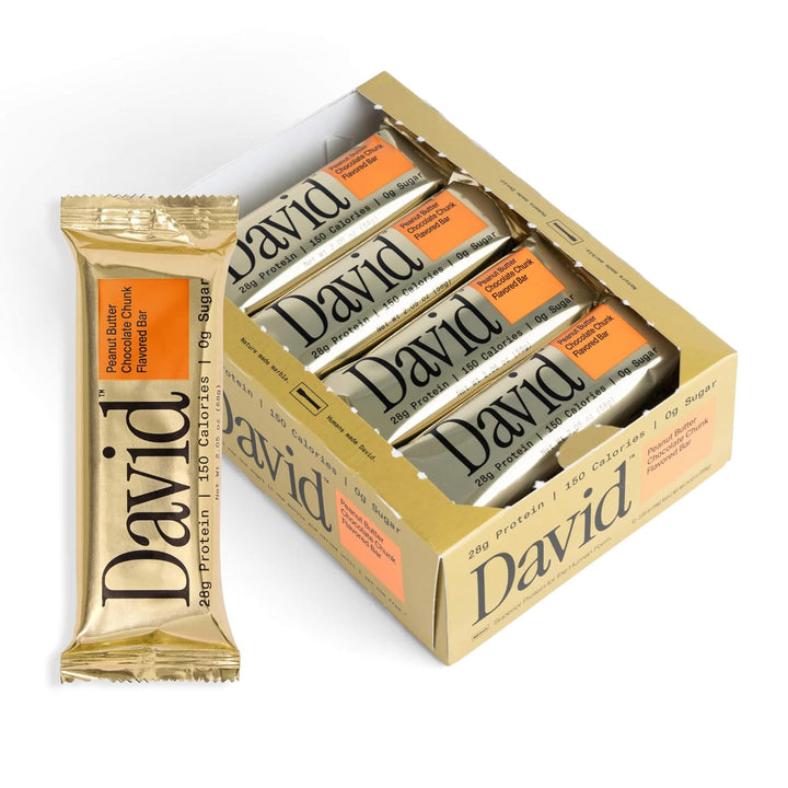 David High Protein Bars, Sugar Free, 28g Protein, 12 Ct, PB Choco Chunk