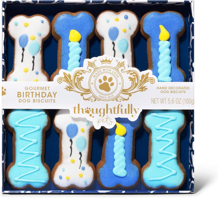 Blue Dog Birthday Cookie Set – 8 Crunchy Bone-Shaped Treats