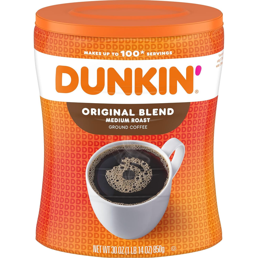 Dunkin' Original Blend Medium Roast Ground Coffee, 30 oz Canister