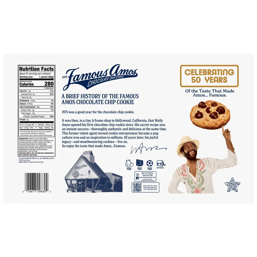 Famous Amos Chocolate Chip Cookies – 42ct 2oz Packs, Kosher