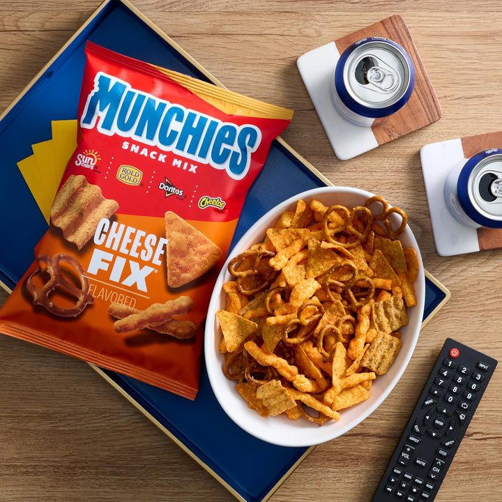 Satisfy cheesy cravings with the Frito Lay Cheesy Mix 6 Flavor Variety Pack, featuring 40 single-serve bags of Doritos Nacho Cheese, Cheetos Crunchy &amp; Puffs, Lay’s Cheddar &amp; Sour Cream, SunChips Harvest Cheddar, and Munchies Snack Mix. Perfect for school lunches, after-school snacks, sports practice, or on-the-go snacking, this variety pack offers bold, cheesy flavors in convenient, portion-controlled servings. Ideal for parties, work snacks, and snack gifts.