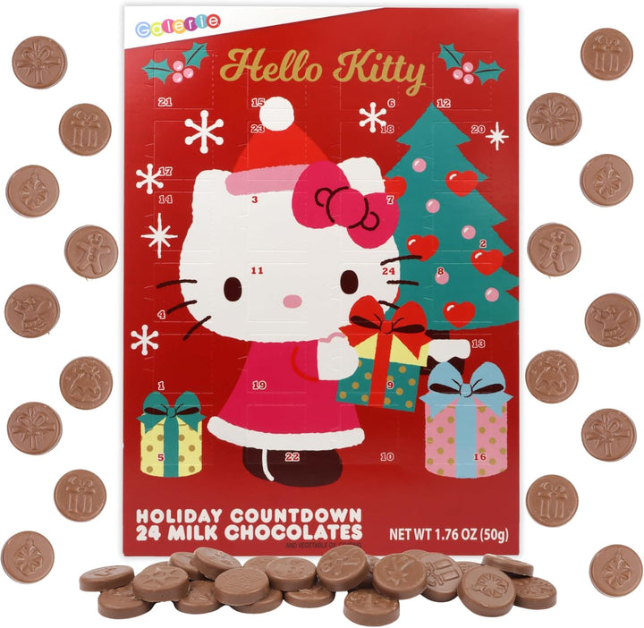 Galerie Hello Kitty Christmas Countdown Calendar 2023, Holiday with 24 Milk Chocolate Pieces, Advent Calendars for Kids, 1.76 Ounces