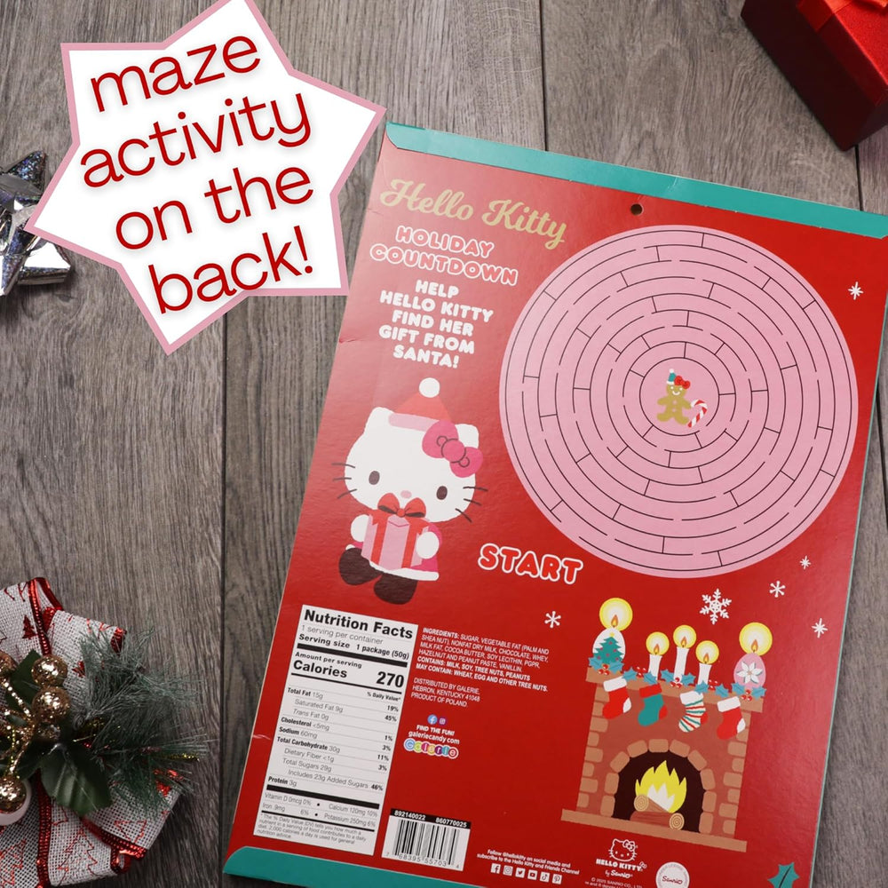 Galerie Hello Kitty Christmas Countdown Calendar 2023, Holiday with 24 Milk Chocolate Pieces, Advent Calendars for Kids, 1.76 Ounces