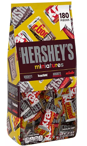 HERSHEY'S Miniatures chocolate candy variety pack, 180 Pcs Bulk Bag