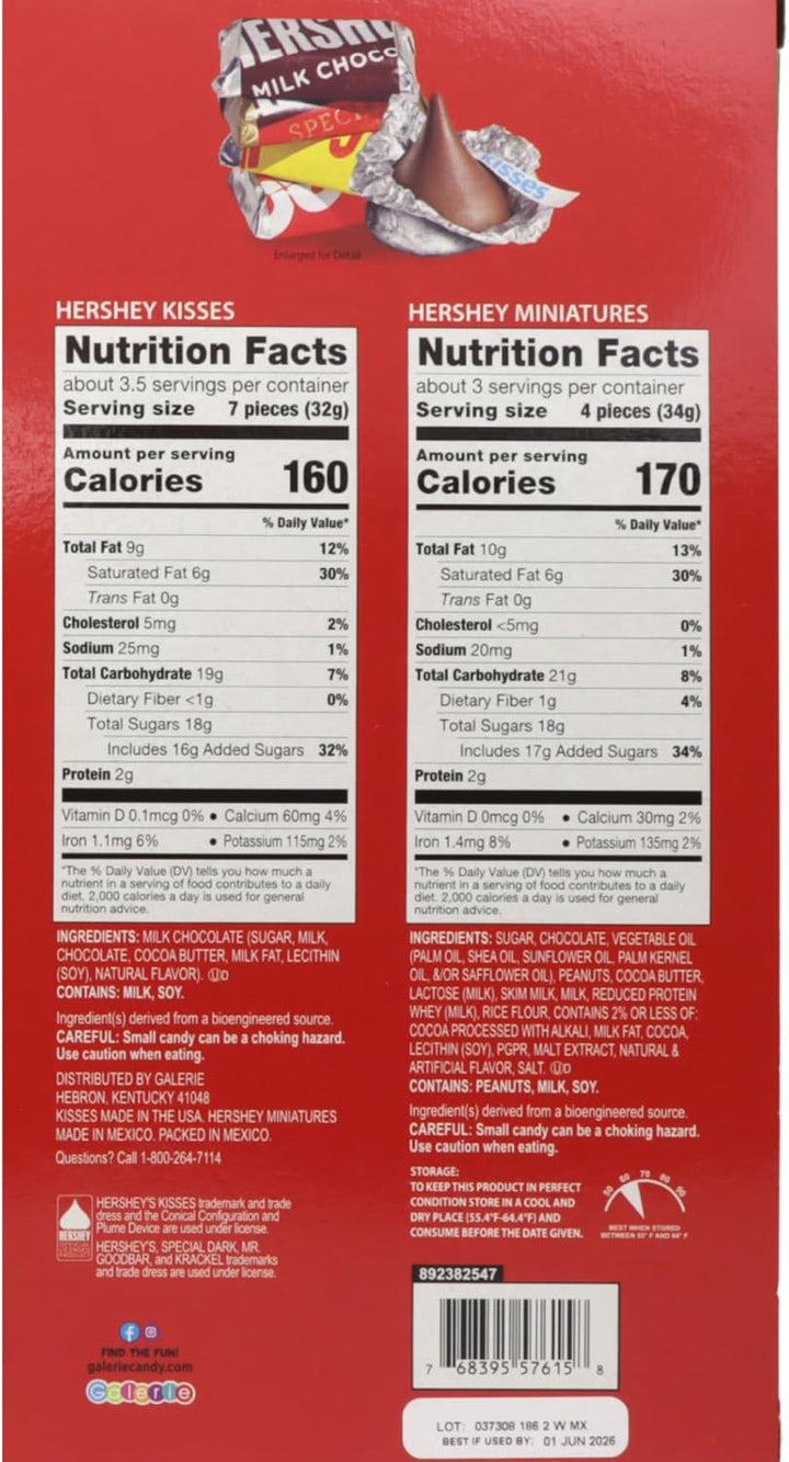 
Hershey's Holiday Countdown, Milk Chocolate Kisses and Miniatures Candy Bars Inside, Christmas Advent Calendar Activity, 7.44 Ounces