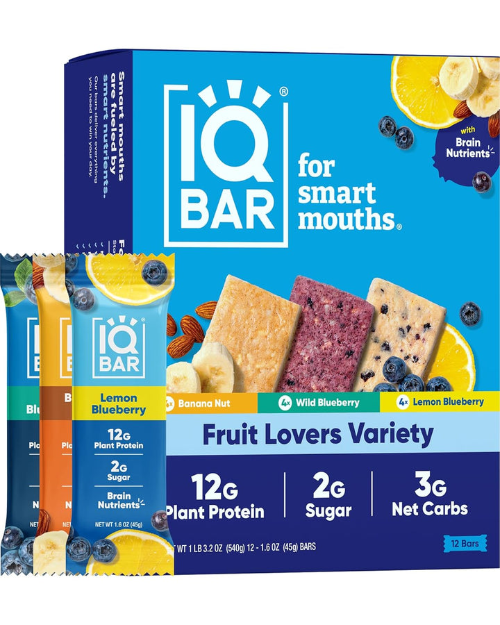 IQBAR Brain & Body Plant Protein Bars Fruit Variety 12ct Low Carb