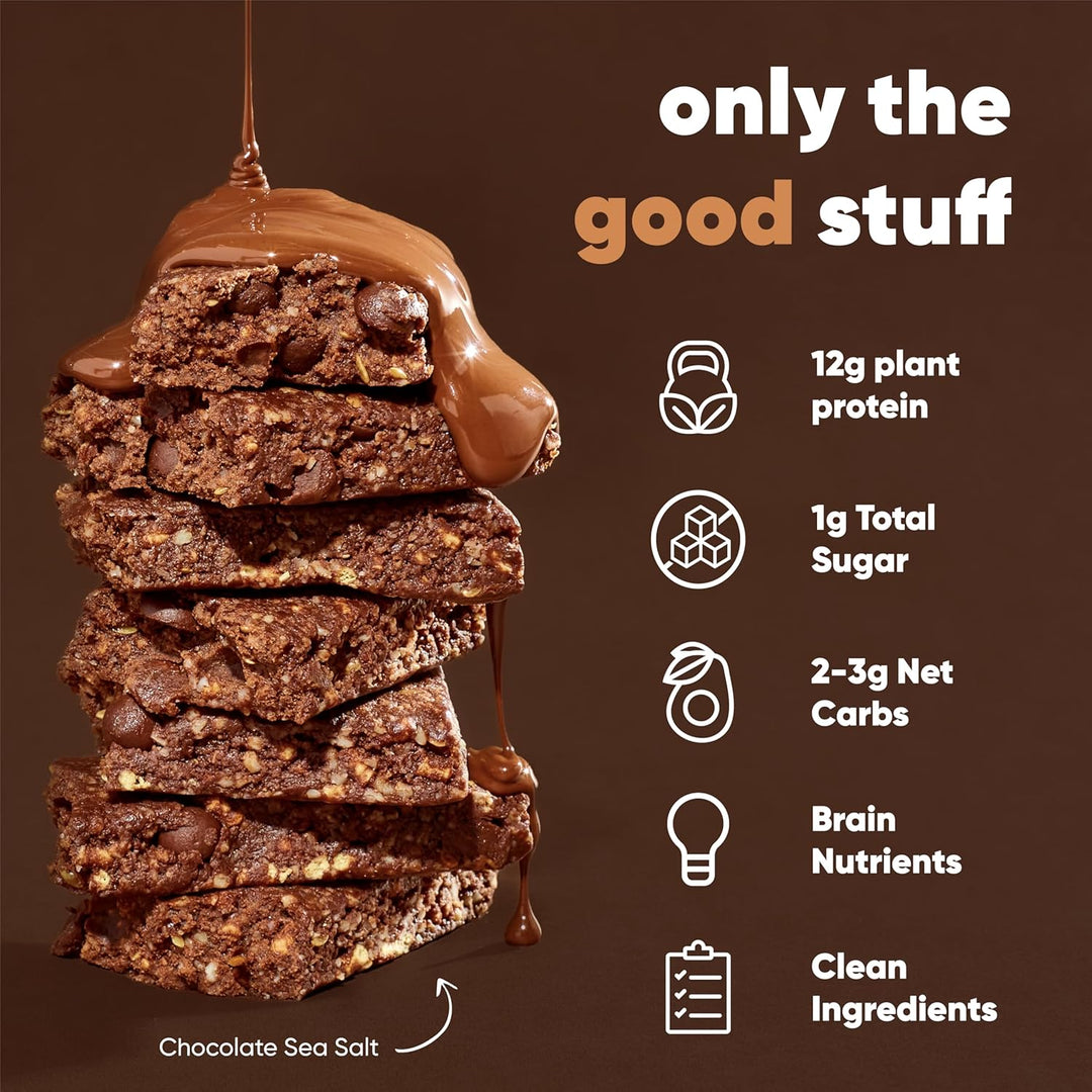 IQBAR Plant Protein Bars - Chocolate Lovers Variety - Keto, Vegan, Low Carb, High Fiber, GlutenDairy Free, Low Sugar Snack with Nutrients for Focus, Energy, Meal Replacement 12-Count