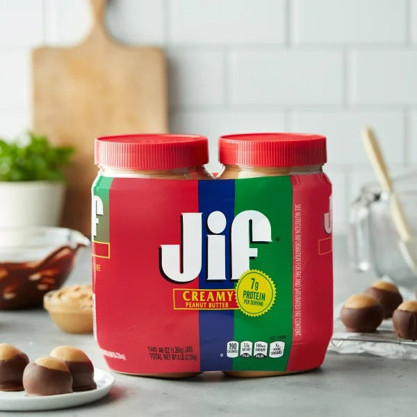 Jif Creamy Peanut Butter, 48oz 2-Pack, 6 lbs Total, Gluten-Free