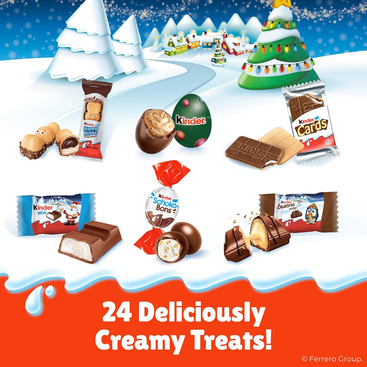 Kinder 2025 Advent Calendar, 24 Individually Wrapped Pieces, Chocolate Candy, Holiday Treats, 6.9 oz
