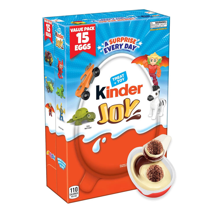 
Kinder Joy Eggs, Bulk 15 Count, Treat Plus Toy, Sweet Creams and Chocolatey Wafers, Individually Wrapped, 10.5 oz