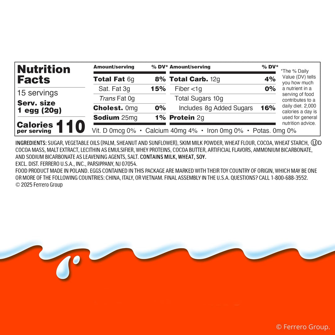 
Kinder Joy Eggs, Bulk 15 Count, Treat Plus Toy, Sweet Creams and Chocolatey Wafers, Individually Wrapped, 10.5 oz