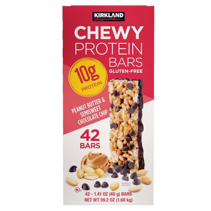 Kirkland Chewy Protein Bars, PB & Chocolate Chip, 42-Count