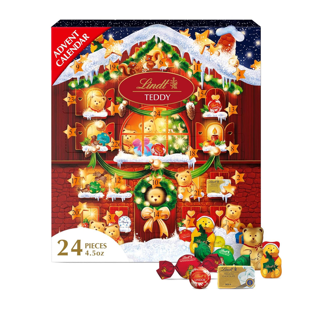Lindt Teddy Bear Chocolate Advent Calendar 4.5 oz | Holiday Treats