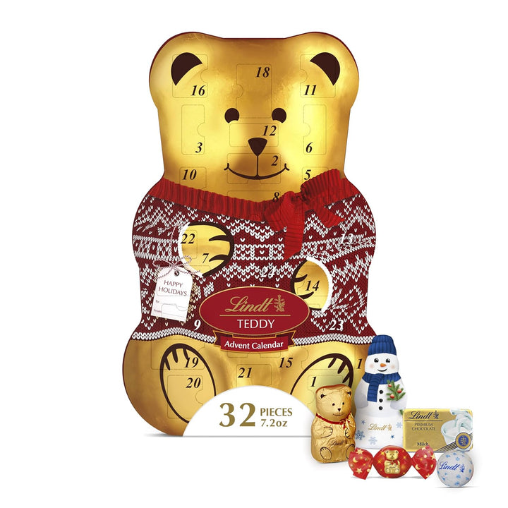 Lindt Teddy Christmas Advent Calendar Assorted Chocolate Candy Box, 7.2 oz.
