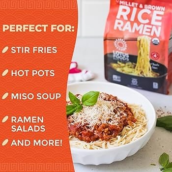 Lotus Foods Organic Millet & Brown Rice Ramen, 2.5 oz, 12 Pack
