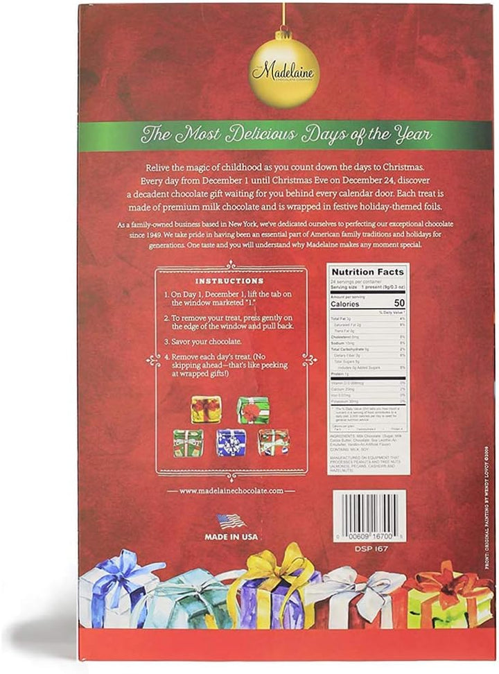 Madelaine 2025 Christmas Advent Calendar – Chocolate & Candy Christmas Countdown for Kids, Women, Men, Teen Girls & Boys – Holiday Treats Advent Calendars - Christmas Tree - 8 Oz