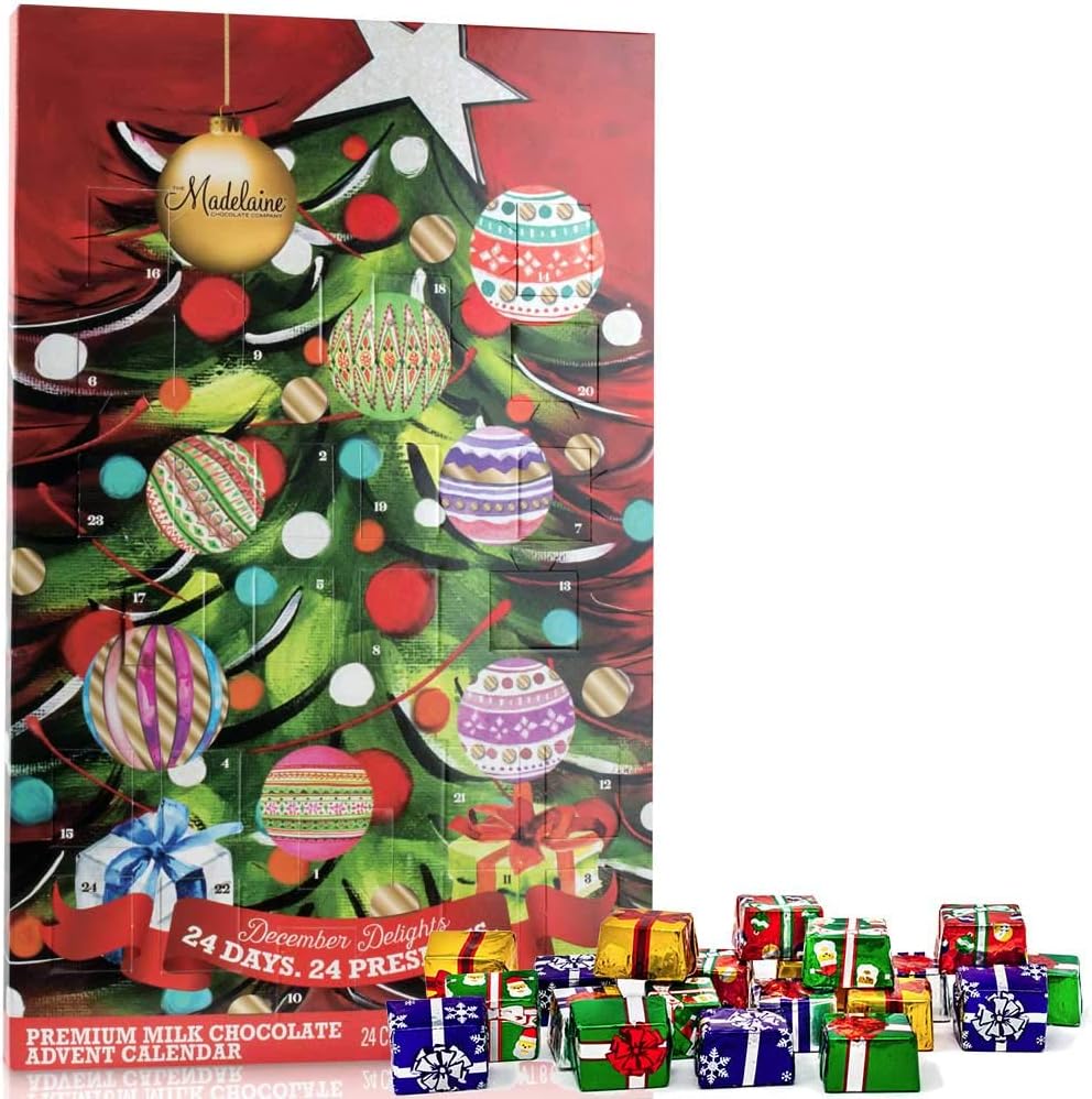 Madelaine 2025 Christmas Advent Calendar – Chocolate & Candy Christmas Countdown for Kids, Women, Men, Teen Girls & Boys – Holiday Treats Advent Calendars - Christmas Tree - 8 Oz
