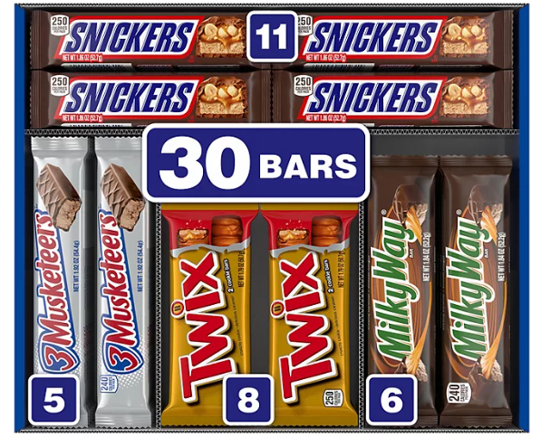 Mars Chocolate Candy Bars, Variety Pack, Full Size, 30 pk.