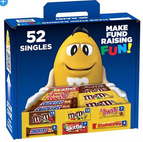 Mars Full-Size Fundraiser Chocolate Candy Variety Pack individually wrapped, 52 Ct Bulk Box