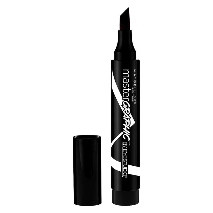 " Maybelline New York Eye Studio Master Graphic Liquid Eyeliner, Striking Black, 0.084 Fluid Ounce"