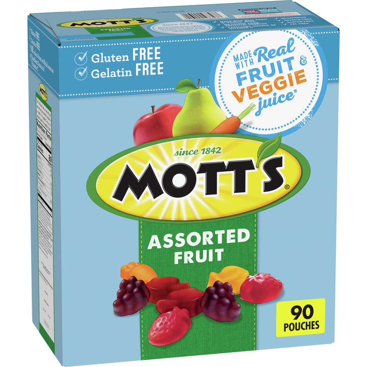Mott's Fruit Snacks, Assorted Fruit, 0.8oz, 90-Count, Gluten-Free