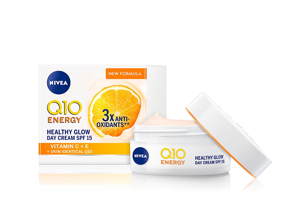 NIVEA Q10 Energy Healthy Glow Face Day Cream (50 ml), Energising Day Cream, Face Cream for Women, Moisturising Cream, Face Cream with Q10, Vitamin C, and Vitamin E