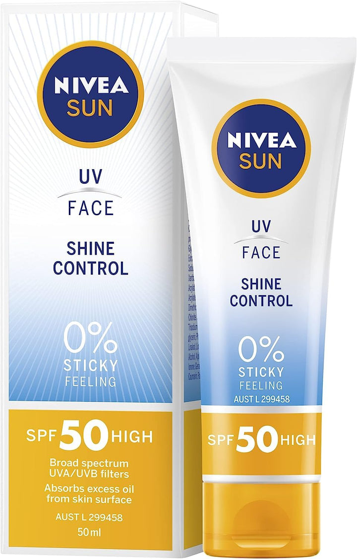 Nivea Sun UV Sunscreen Face Shine Control Cream for Mat Look SPF50, 50m