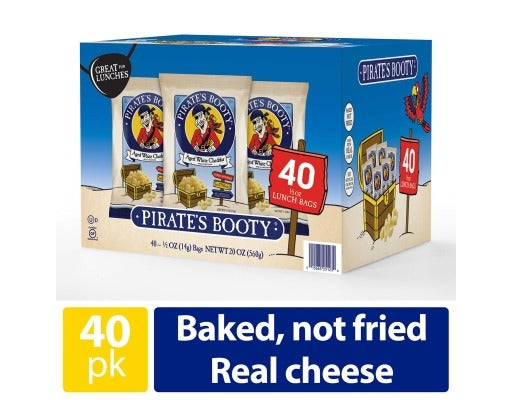 Pirate's Booty Aged White Cheddar Snack, 0.5 oz, 40-count