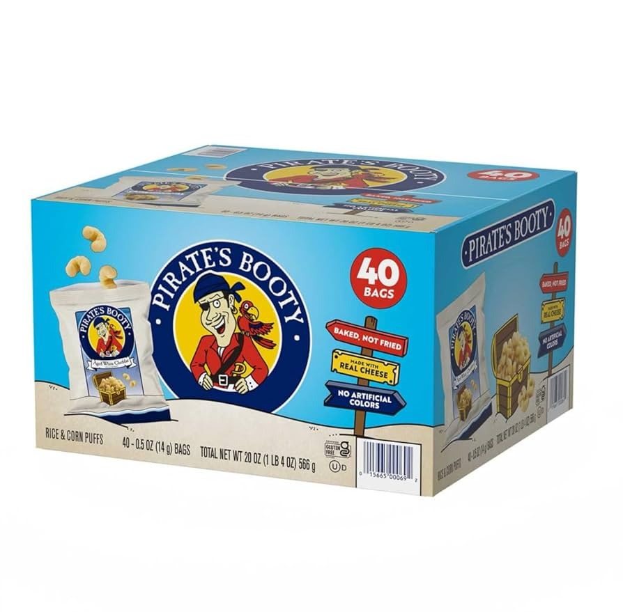Pirate's Booty Aged White Cheddar Snack, 0.5 oz, 40-count