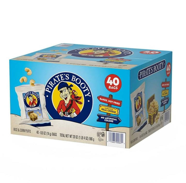 Pirate's Booty Aged White Cheddar Snack, 0.5 oz, 40-count