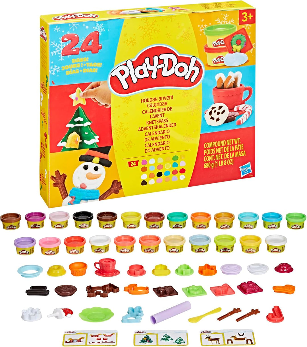 Play-Doh Holiday Advent Calendar for Kids 3 and Up, 24 Day Countdown, Multiple Surprise Gifts Behind Each Door, Arts & Crafts