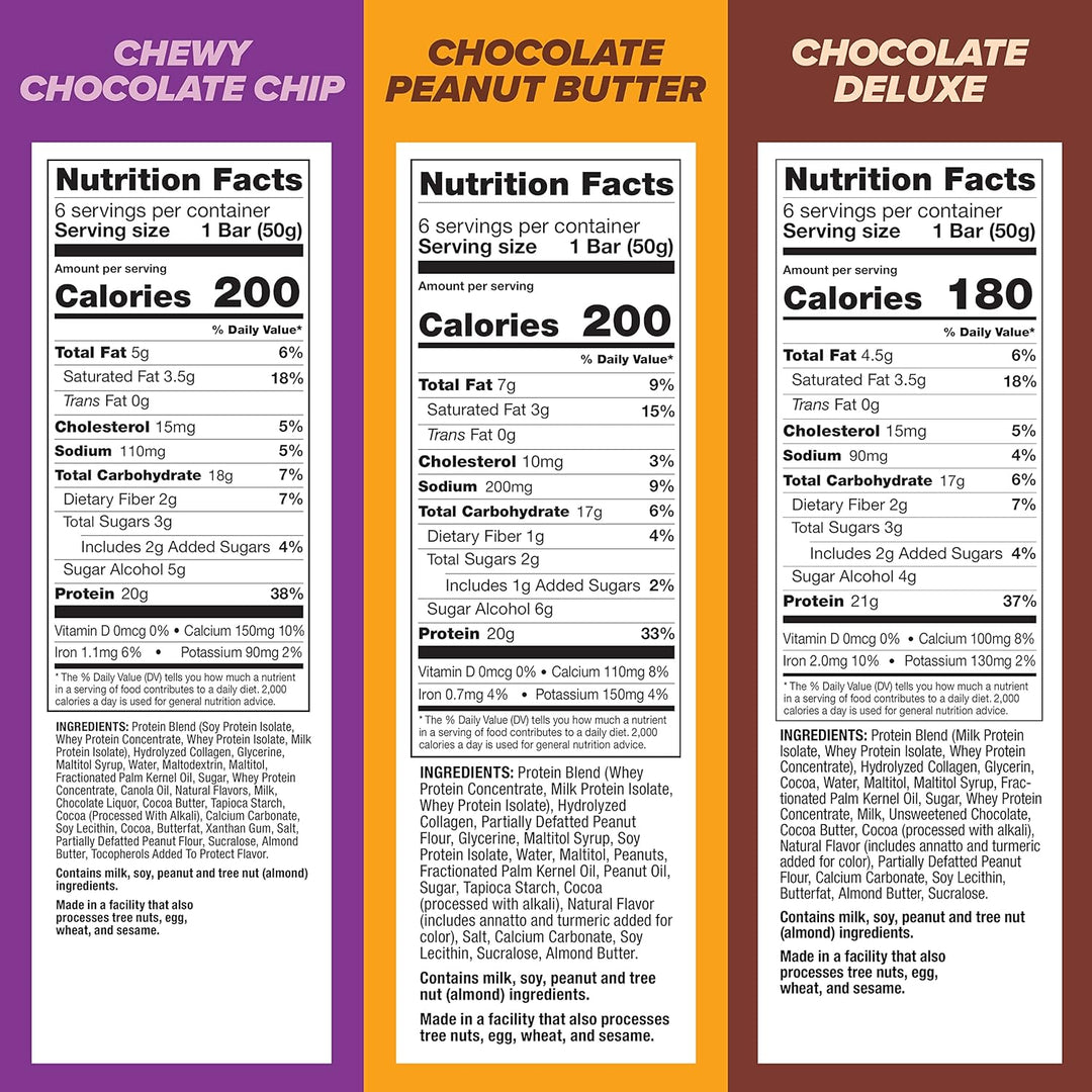 Pure Protein Bars Chocolate Variety Pack, 18 Count, 20–21g Protein